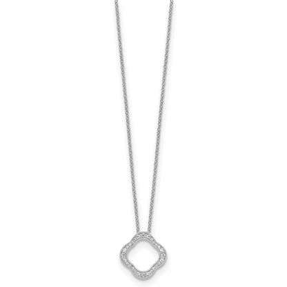 True Origin 14K White Gold 1/6 carat Lab Grown Diamond VS+ F+ 18 in Complete Quatrefoil Floral Necklace