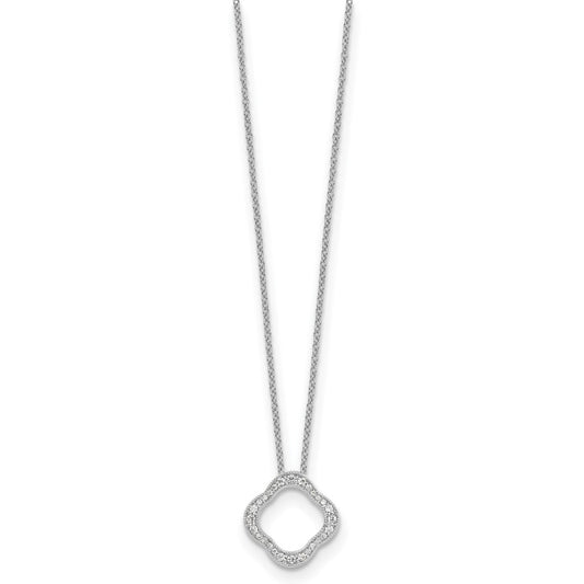 True Origin 14K White Gold 1/6 carat Lab Grown Diamond VS+ F+ 18 in Complete Quatrefoil Floral Necklace