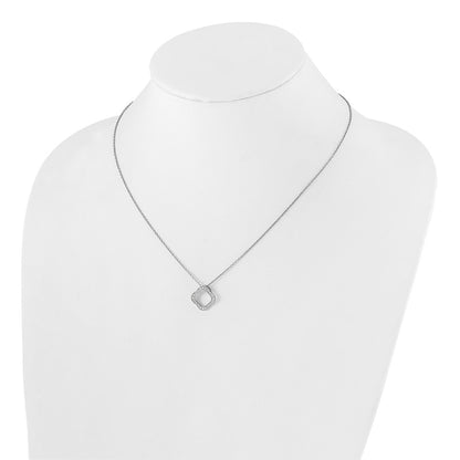 True Origin 14K White Gold 1/6 carat Lab Grown Diamond VS+ F+ 18 in Complete Quatrefoil Floral Necklace