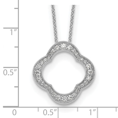 True Origin 14K White Gold 3/8 carat Lab Grown Diamond VS+ F+ 18 in Complete Quatrefoil Floral Necklace