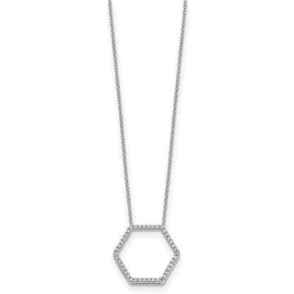 True Origin 14K White Gold 1/4 carat Lab Grown Diamond VS+ F+ 18 in Complete Hexagon Necklace