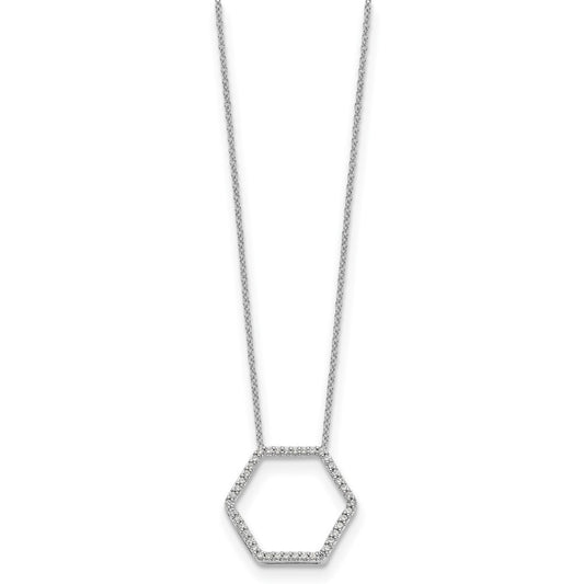 True Origin 14K White Gold 1/4 carat Lab Grown Diamond VS+ F+ 18 in Complete Hexagon Necklace