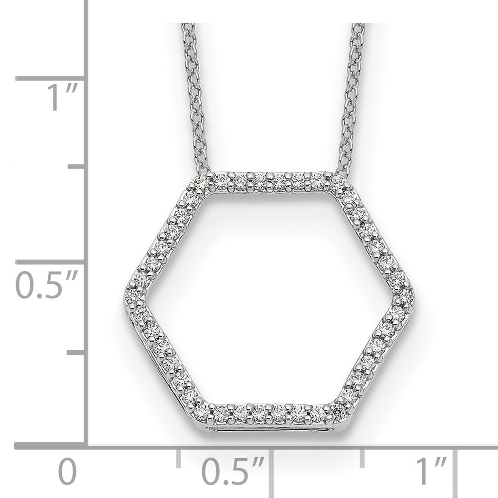 True Origin 14K White Gold 1/4 carat Lab Grown Diamond VS+ F+ 18 in Complete Hexagon Necklace