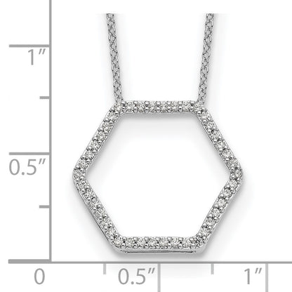 True Origin 14K White Gold 1/4 carat Lab Grown Diamond VS+ F+ 18 in Complete Hexagon Necklace