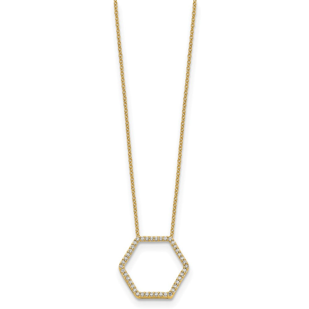 True Origin 14K Yellow Gold 1/4 carat Lab Grown Diamond VS+ F+ 18 in Complete Hexagon Necklace