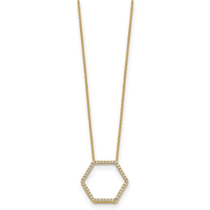 True Origin 14K Yellow Gold 1/4 carat Lab Grown Diamond VS+ F+ 18 in Complete Hexagon Necklace
