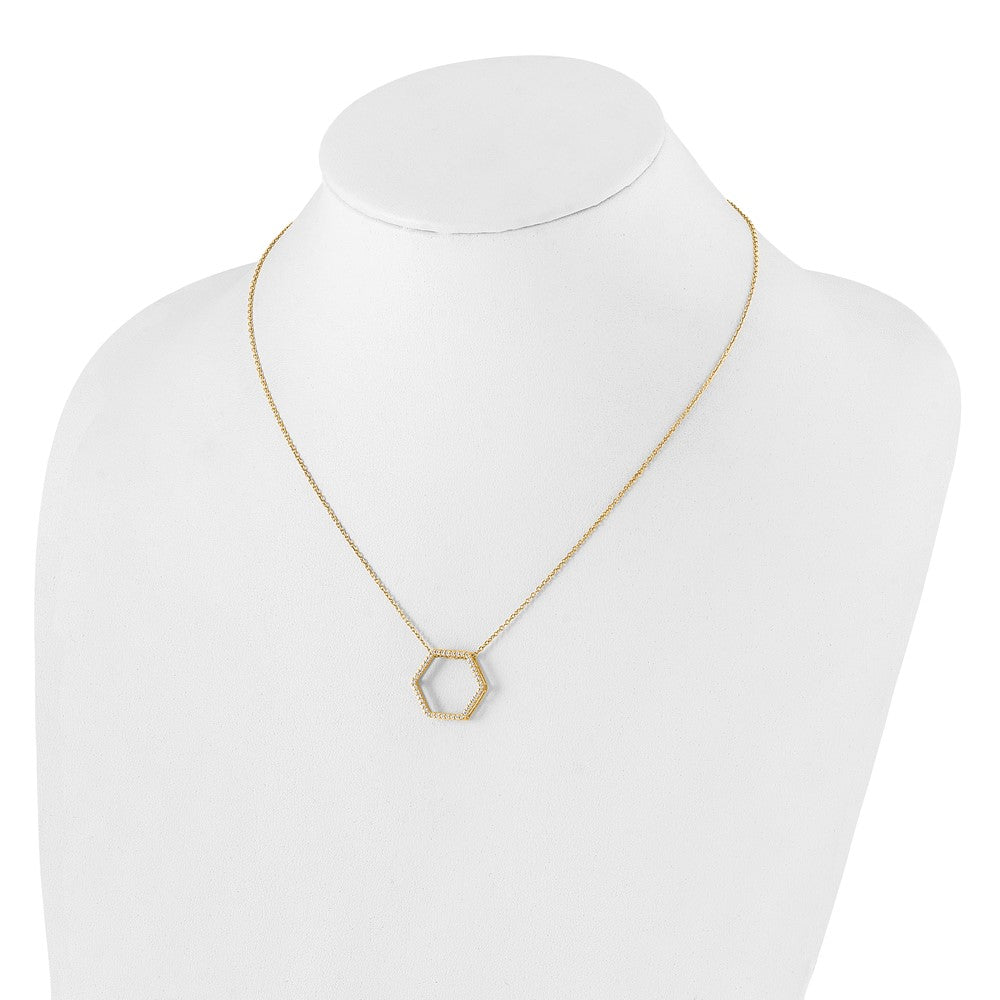 True Origin 14K Yellow Gold 1/4 carat Lab Grown Diamond VS+ F+ 18 in Complete Hexagon Necklace