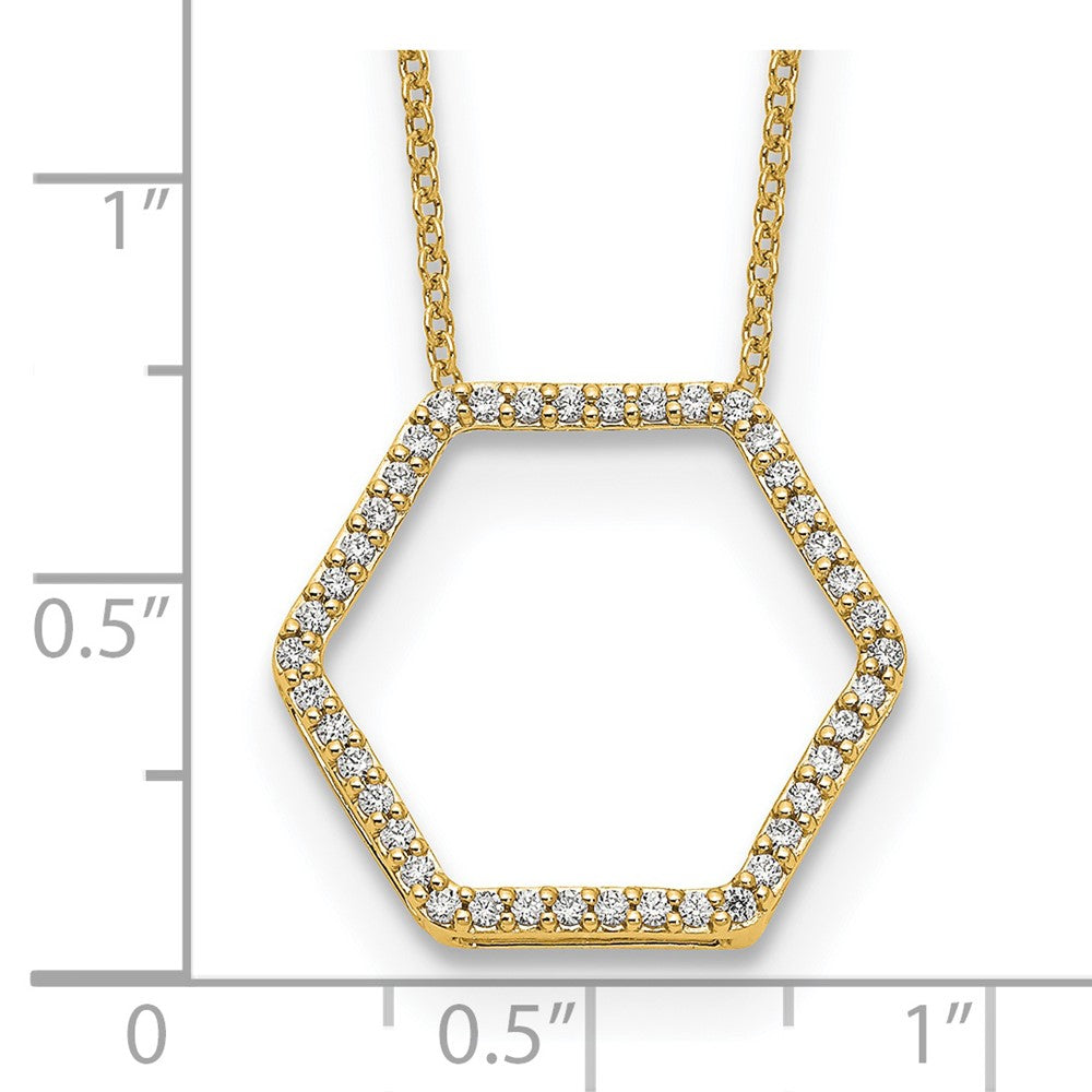 True Origin 14K Yellow Gold 1/4 carat Lab Grown Diamond VS+ F+ 18 in Complete Hexagon Necklace