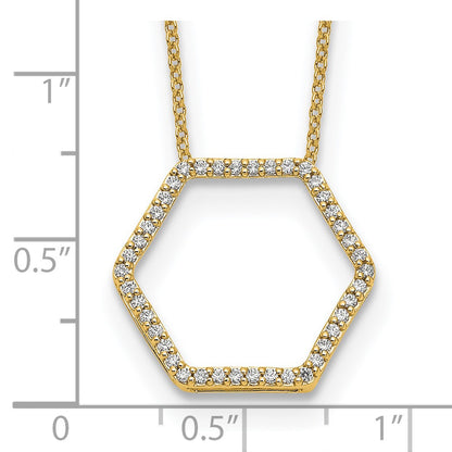 True Origin 14K Yellow Gold 1/4 carat Lab Grown Diamond VS+ F+ 18 in Complete Hexagon Necklace