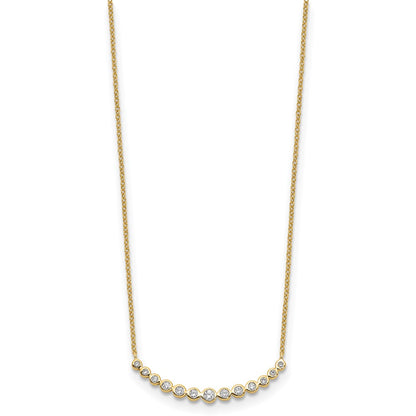 True Origin 14K Yellow Gold 1/4 carat Lab Grown Diamond VS+ F+ 18 in Complete Graduated Curved Bar Necklace