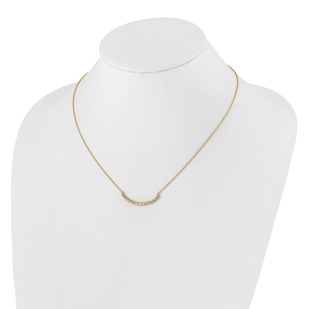 True Origin 14K Yellow Gold 1/4 carat Lab Grown Diamond VS+ F+ 18 in Complete Graduated Curved Bar Necklace