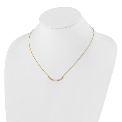 True Origin 14K Yellow Gold 1/4 carat Lab Grown Diamond VS+ F+ 18 in Complete Graduated Curved Bar Necklace