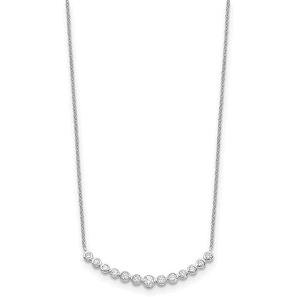 True Origin 14K White Gold 1/2 carat Lab Grown Diamond VS+ F+ 18 in Complete Graduated Curved Bar Necklace