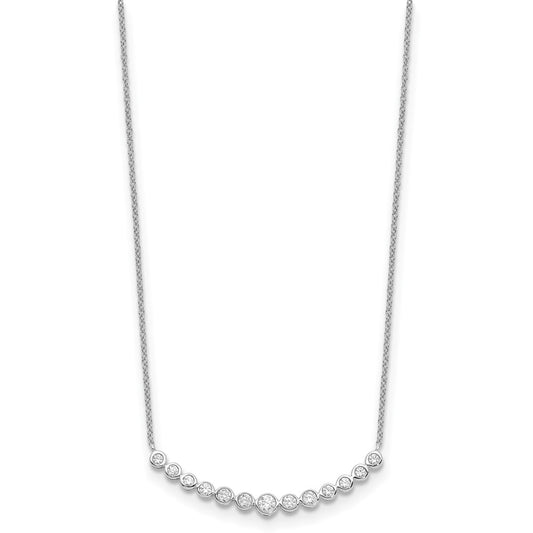 True Origin 14K White Gold 1/2 carat Lab Grown Diamond VS+ F+ 18 in Complete Graduated Curved Bar Necklace