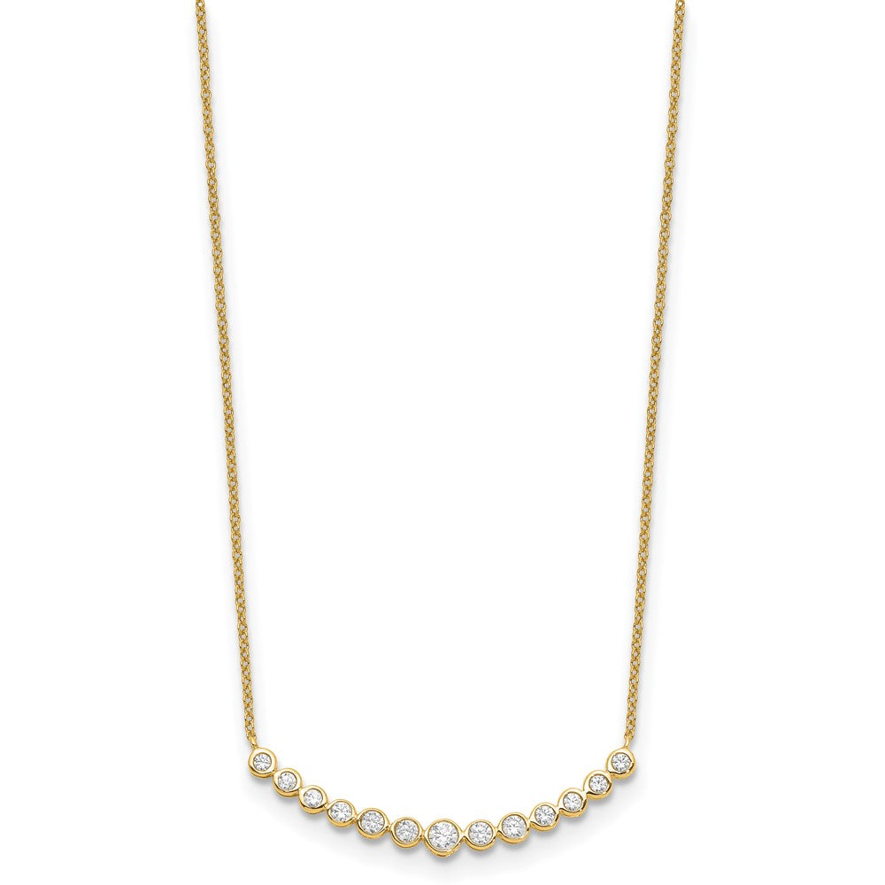 True Origin 14K Yellow Gold 1/2 carat Lab Grown Diamond VS+ F+ 18 in Complete Graduated Curved Bar Necklace