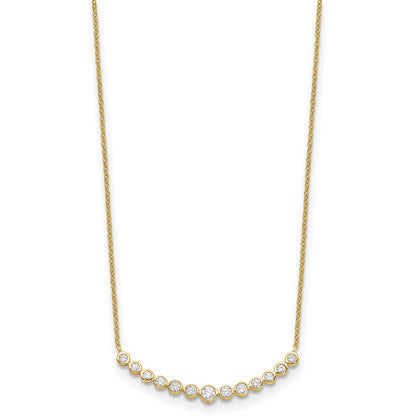 True Origin 14K Yellow Gold 1/2 carat Lab Grown Diamond VS+ F+ 18 in Complete Graduated Curved Bar Necklace