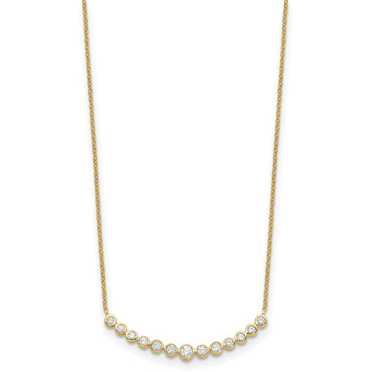 True Origin 14K Yellow Gold 1/2 carat Lab Grown Diamond VS+ F+ 18 in Complete Graduated Curved Bar Necklace