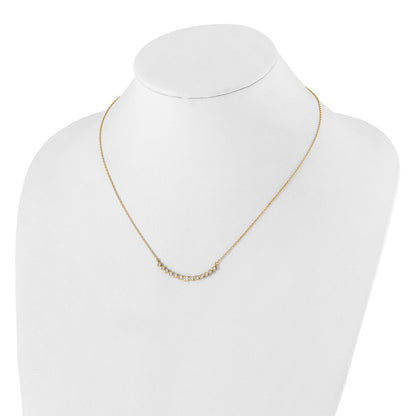 True Origin 14K Yellow Gold 1/2 carat Lab Grown Diamond VS+ F+ 18 in Complete Graduated Curved Bar Necklace