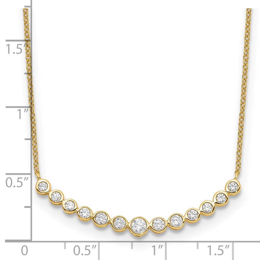 True Origin 14K Yellow Gold 1/2 carat Lab Grown Diamond VS+ F+ 18 in Complete Graduated Curved Bar Necklace