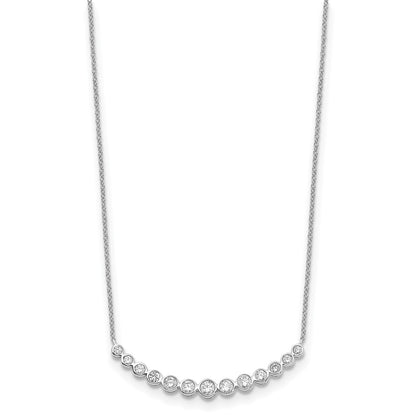 True Origin 14K White Gold 3/4 carat Lab Grown Diamond VS+ F+ 18 in Complete Graduated Curved Bar Necklace