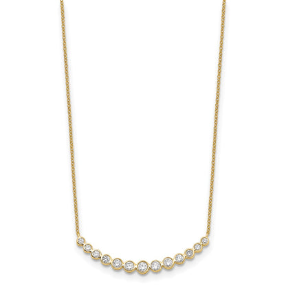 True Origin 14K Yellow Gold 3/4 carat Lab Grown Diamond VS+ F+ 18 in Complete Graduated Curved Bar Necklace