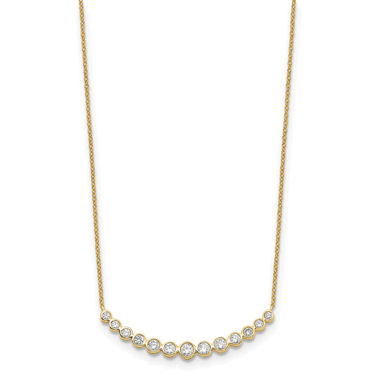 True Origin 14K Yellow Gold 3/4 carat Lab Grown Diamond VS+ F+ 18 in Complete Graduated Curved Bar Necklace