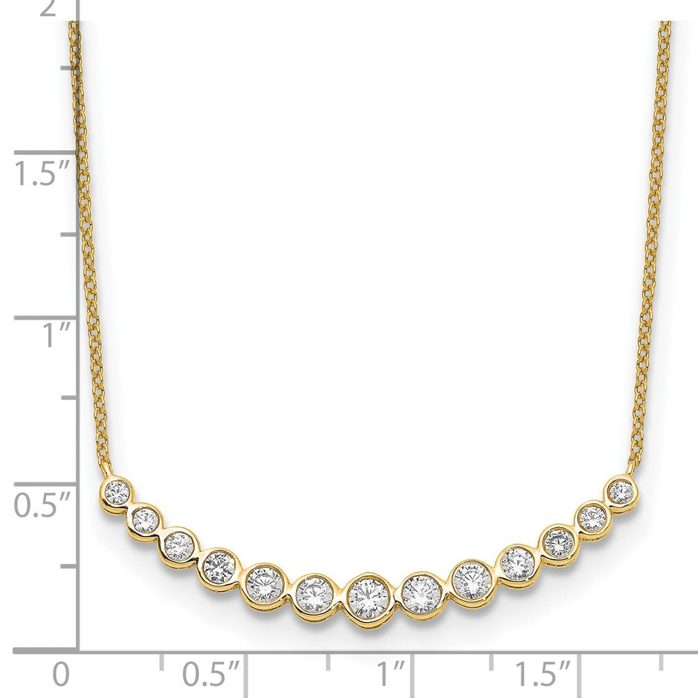 True Origin 14K Yellow Gold 3/4 carat Lab Grown Diamond VS+ F+ 18 in Complete Graduated Curved Bar Necklace
