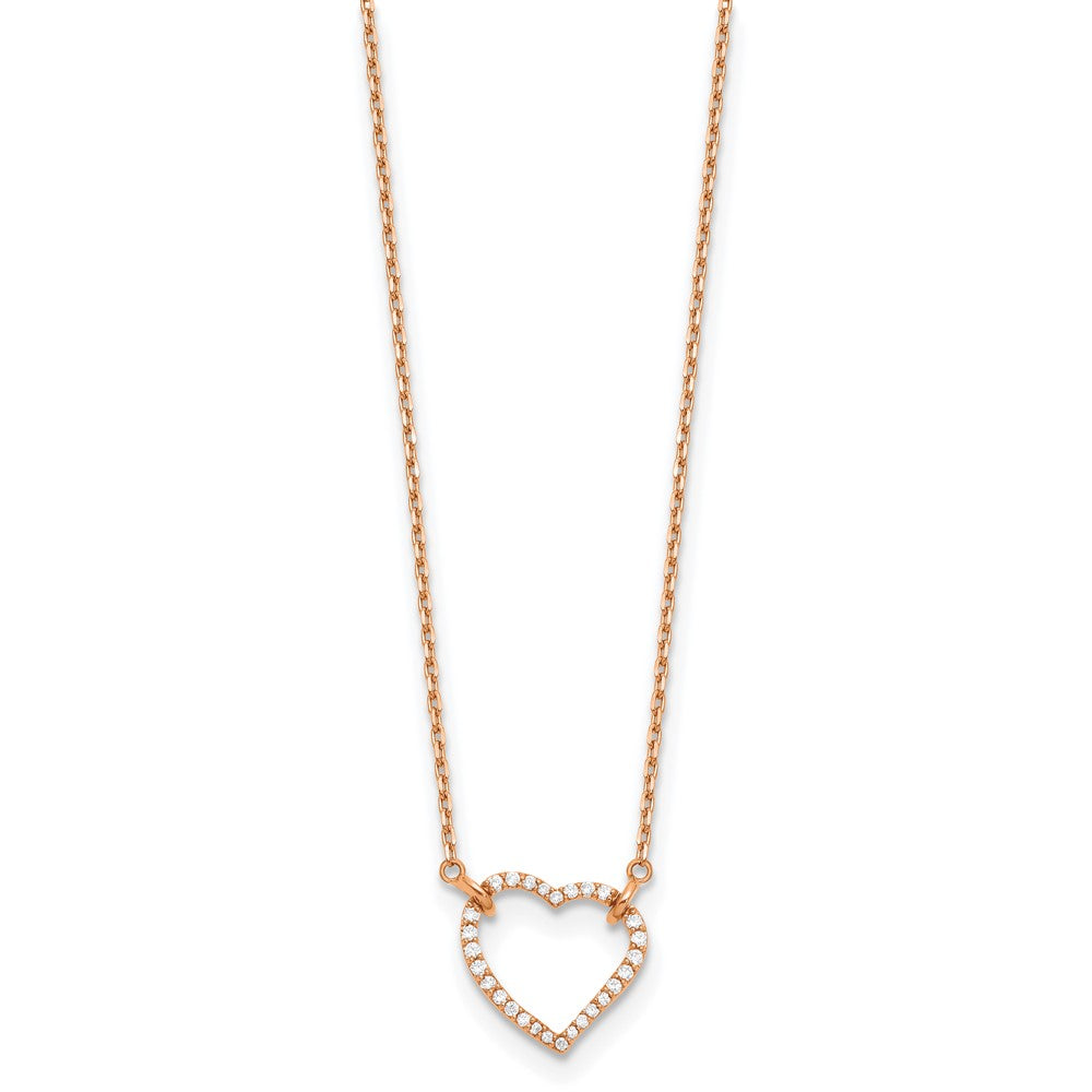 True Origin 14K Rose Gold 1/5 carat Lab Grown Diamond VS+ F+ Complete 18 in Hearts Necklace
