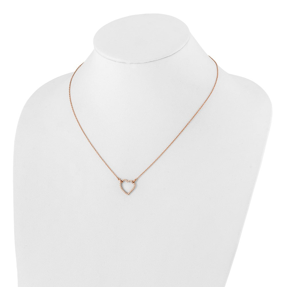 True Origin 14K Rose Gold 1/5 carat Lab Grown Diamond VS+ F+ Complete 18 in Hearts Necklace