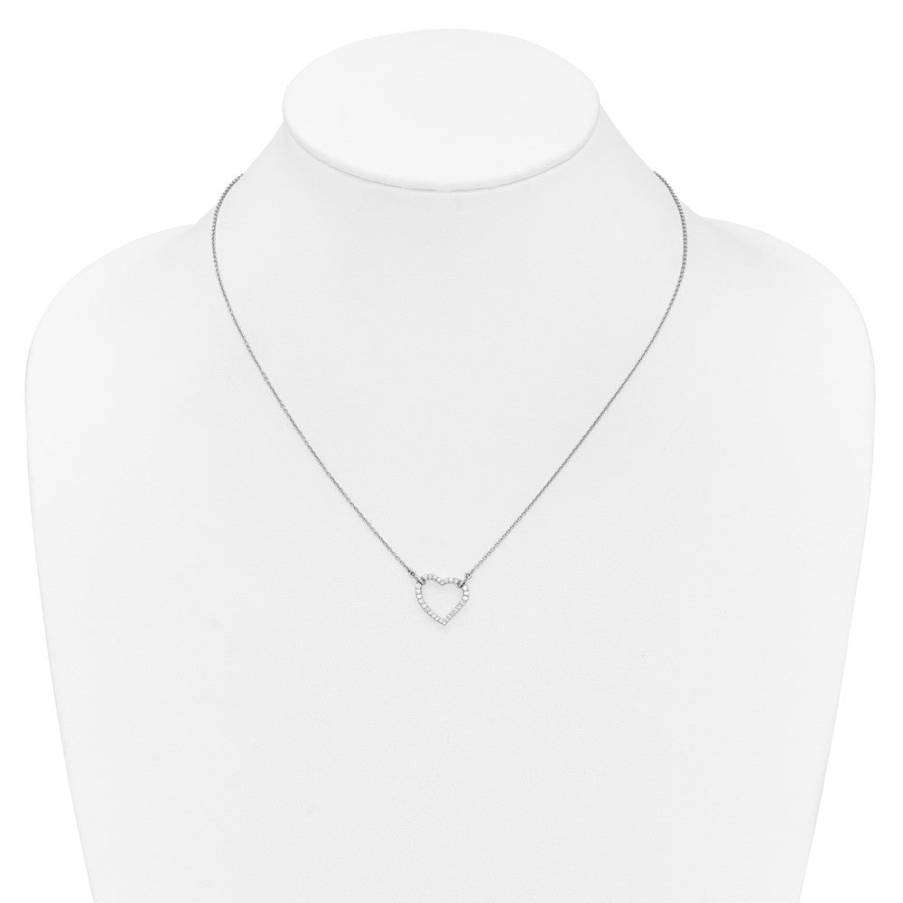 14k White Gold 1/5 carat Lab Grown Diamond VS/SI+ G+ Complete 18 inch Heart Necklace