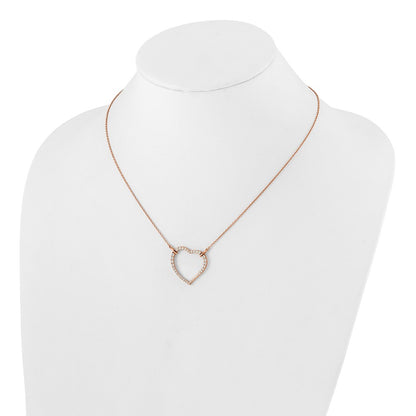 True Origin 14K Rose Gold 3/4 carat Lab Grown Diamond VS+ F+ Complete 18in Open Heart Necklace
