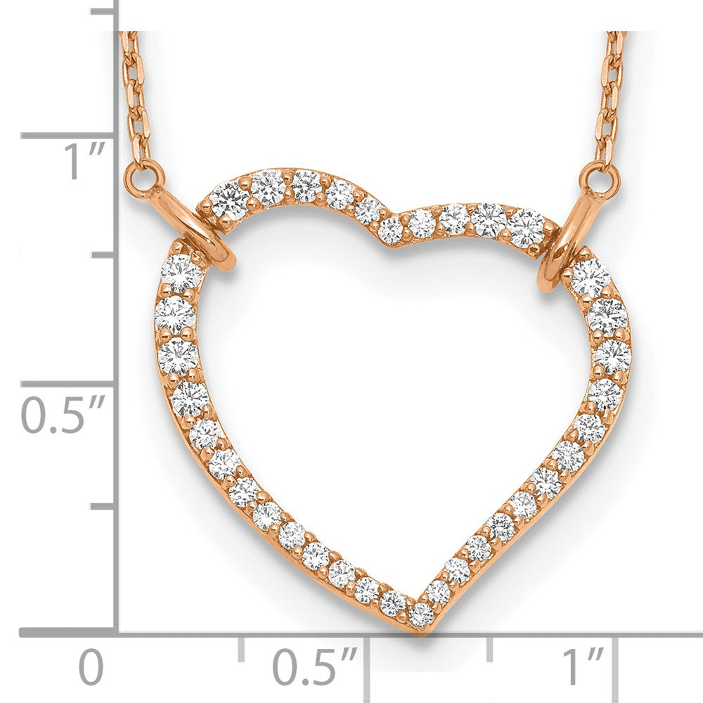 True Origin 14K Rose Gold 3/4 carat Lab Grown Diamond VS+ F+ Complete 18in Open Heart Necklace
