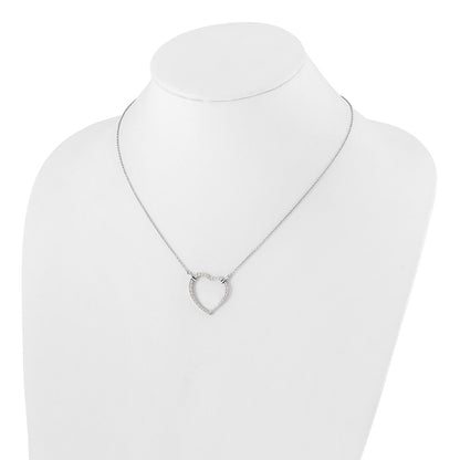 True Origin 14K White Gold 3/4 carat Lab Grown Diamond VS+ F+ Complete 18in Open Heart Necklace