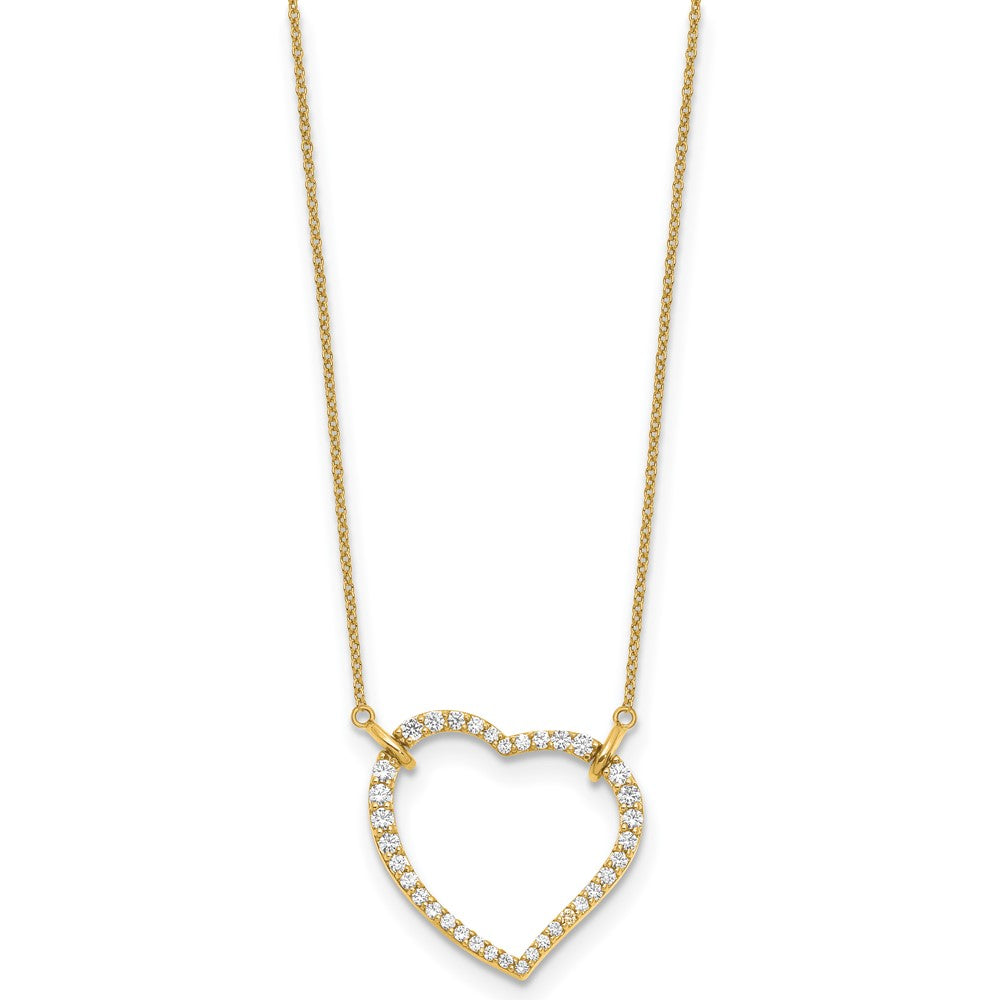 True Origin 14K Yellow Gold 3/4 carat Lab Grown Diamond VS+ F+ Complete 18in Open Heart Necklace