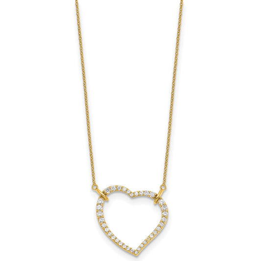 True Origin 14K Yellow Gold 3/4 carat Lab Grown Diamond VS+ F+ Complete 18in Open Heart Necklace