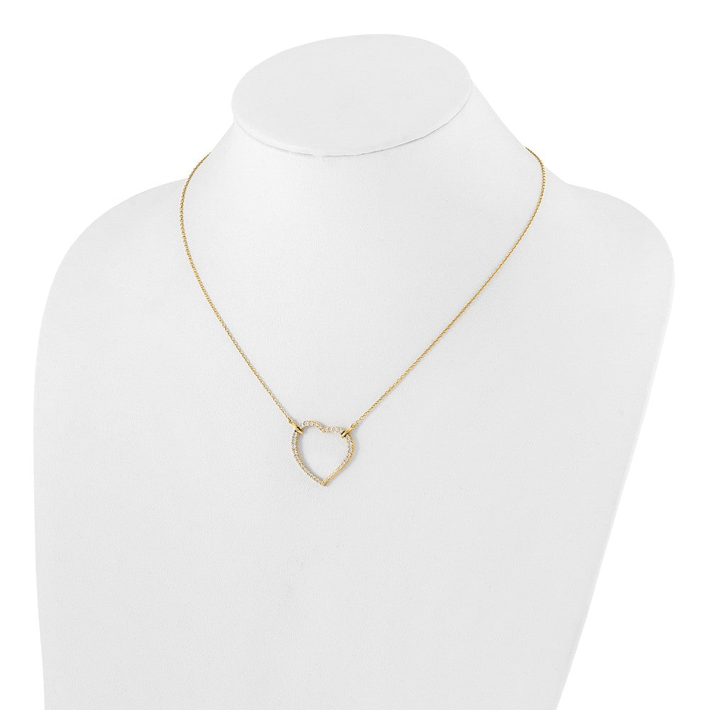 True Origin 14K Yellow Gold 3/4 carat Lab Grown Diamond VS+ F+ Complete 18in Open Heart Necklace
