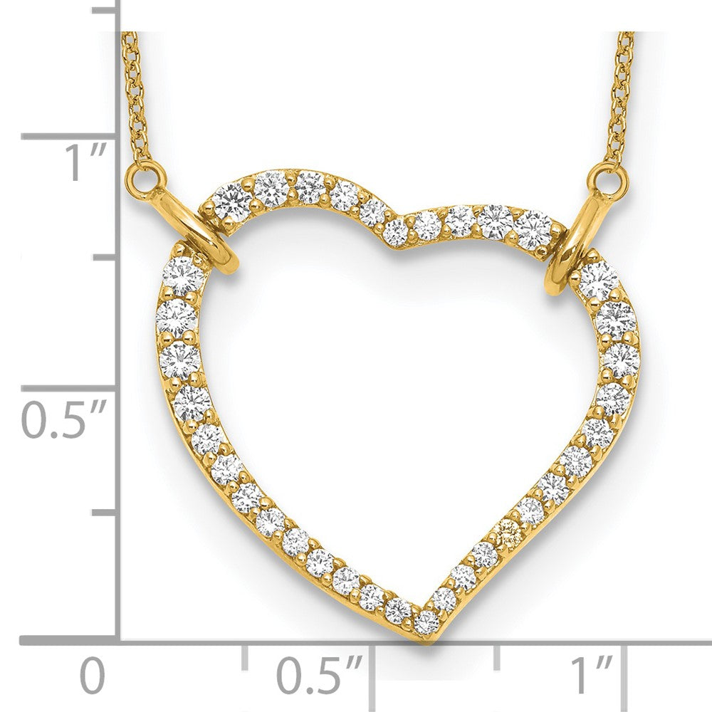 True Origin 14K Yellow Gold 3/4 carat Lab Grown Diamond VS+ F+ Complete 18in Open Heart Necklace