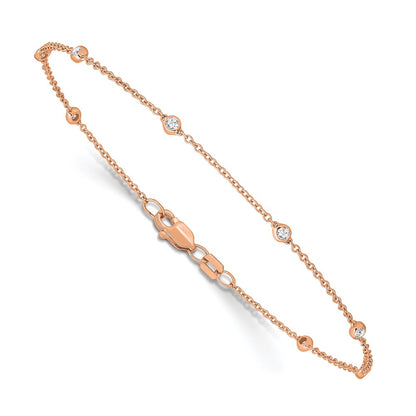 True Origin 14K Rose Gold 1/6 carat Lab Grown Diamond VS+ F+ Complete 7 Station 7 in Bracelet
