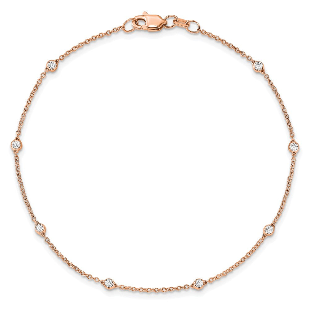 True Origin 14K Rose Gold 1/6 carat Lab Grown Diamond VS+ F+ Complete 7 Station 7 in Bracelet