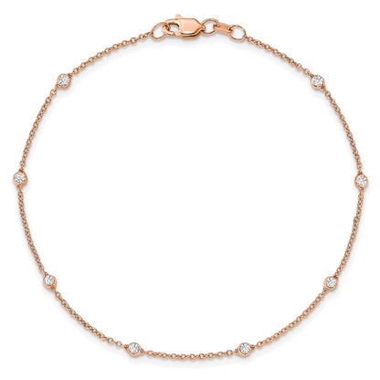 True Origin 14K Rose Gold 1/6 carat Lab Grown Diamond VS+ F+ Complete 7 Station 7 in Bracelet