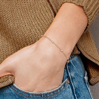 True Origin 14K Rose Gold 1/6 carat Lab Grown Diamond VS+ F+ Complete 7 Station 7 in Bracelet