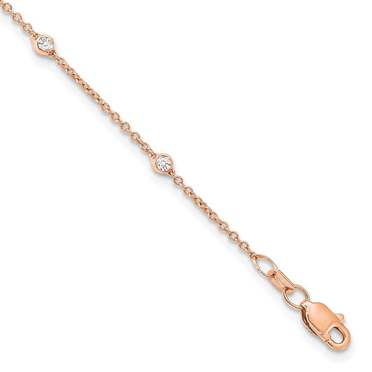 True Origin 14K Rose Gold 1/6 carat Lab Grown Diamond VS+ F+ Complete 7 Station 7 in Bracelet