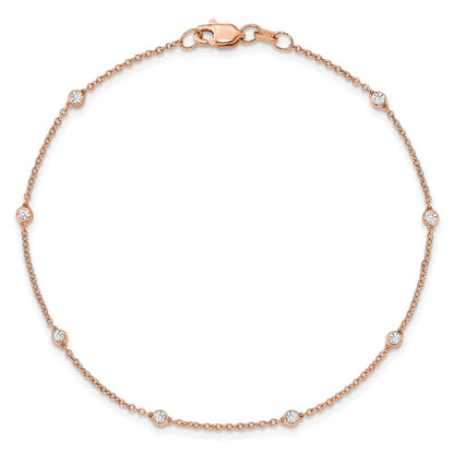 True Origin 14K Rose Gold 1/6 carat Lab Grown Diamond VS+ F+ Complete 8 Station 8 in Bracelet