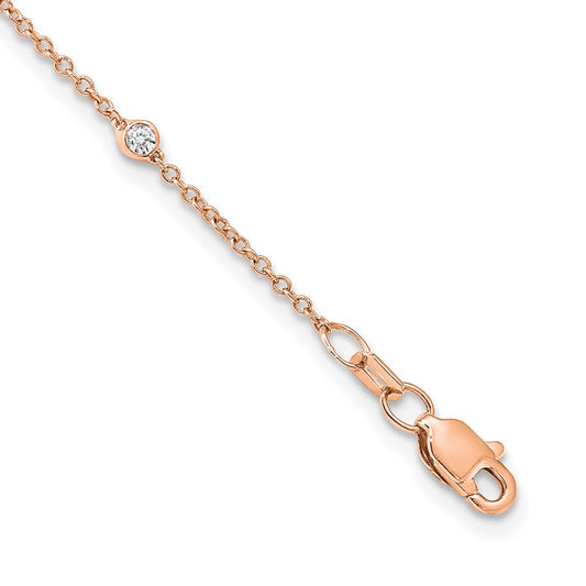 True Origin 14K Rose Gold 3/8 carat Lab Grown Diamond VS+ F+ Complete 16 Station 16 in Necklace