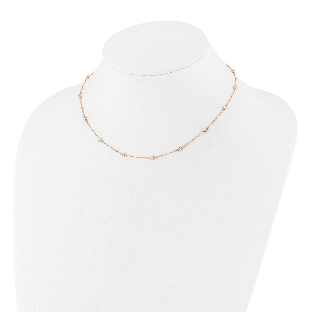 True Origin 14K Rose Gold 3/8 carat Lab Grown Diamond VS+ F+ Complete 16 Station 16 in Necklace