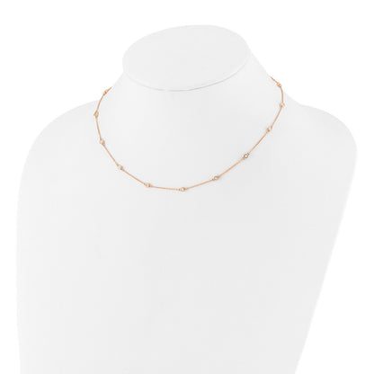 True Origin 14K Rose Gold 3/8 carat Lab Grown Diamond VS+ F+ Complete 16 Station 16 in Necklace