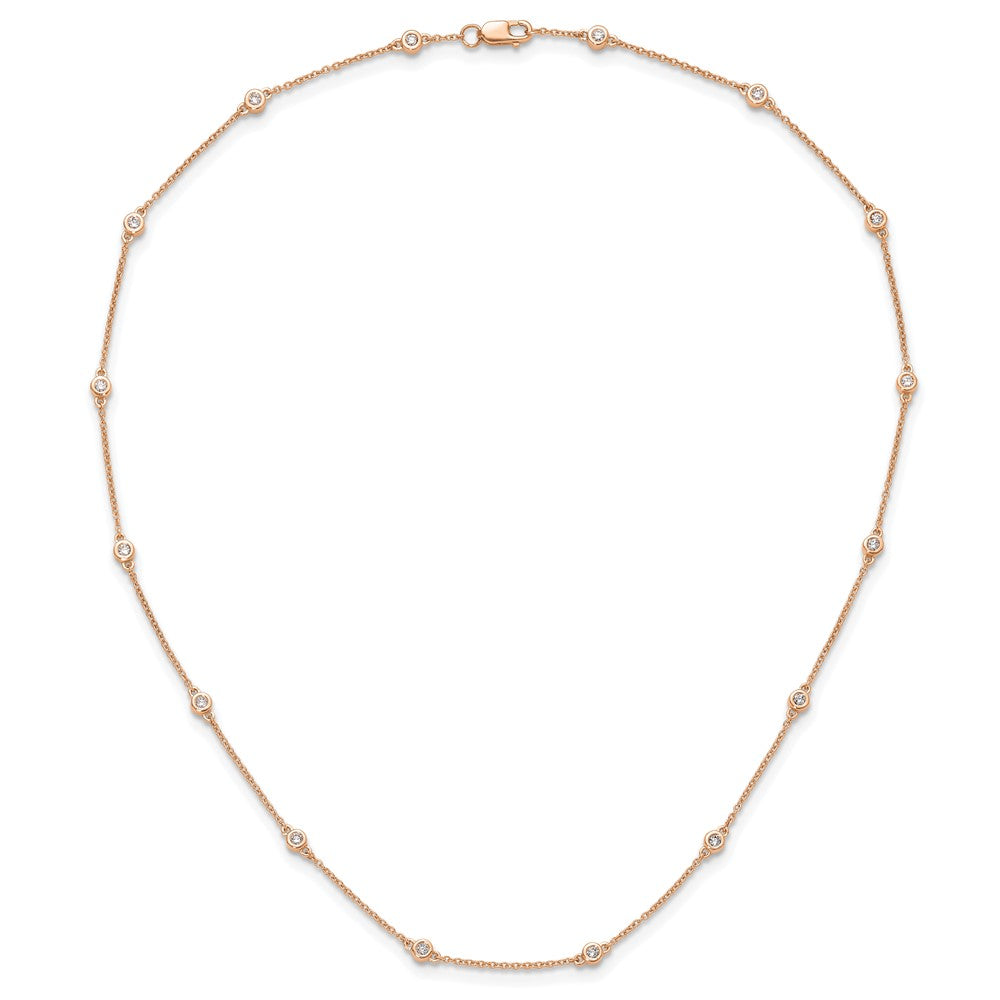 True Origin 14K Rose Gold 3/8 carat Lab Grown Diamond VS+ F+ Complete 16 Station 16 in Necklace