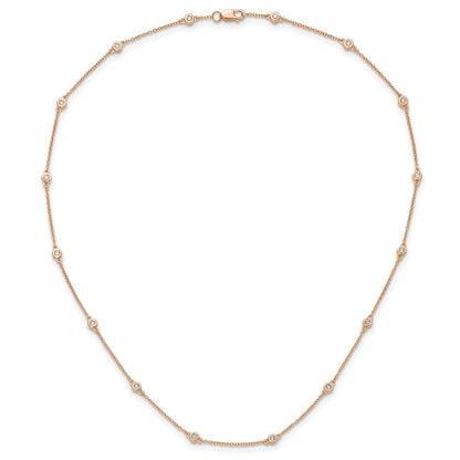 True Origin 14K Rose Gold 3/8 carat Lab Grown Diamond VS+ F+ Complete 16 Station 16 in Necklace