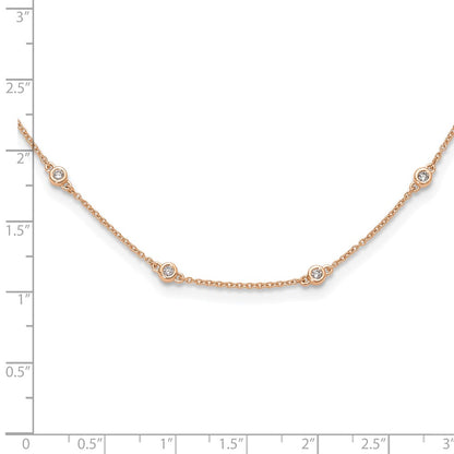 True Origin 14K Rose Gold 3/8 carat Lab Grown Diamond VS+ F+ Complete 16 Station 16 in Necklace