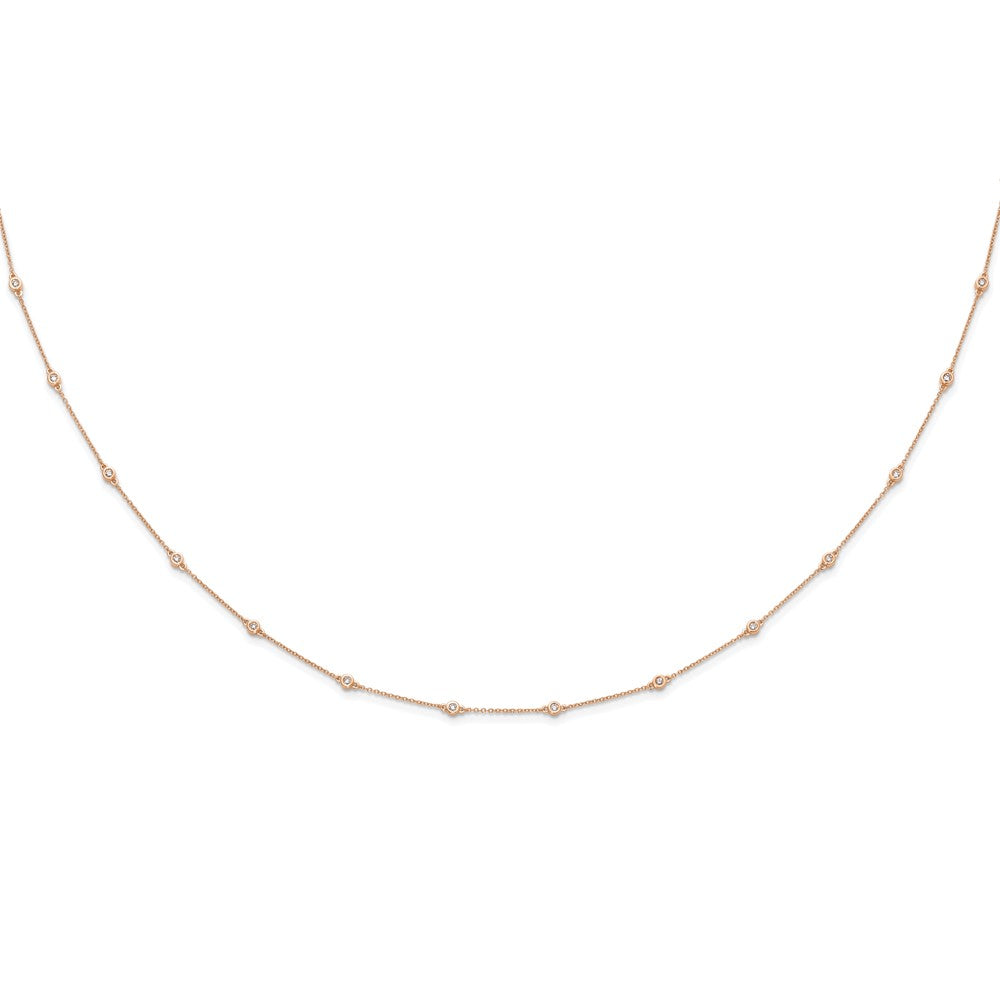 True Origin 14K Rose Gold 1/2 carat Lab Grown Diamond VS+ F+ Complete 18 Station 18 in Necklace